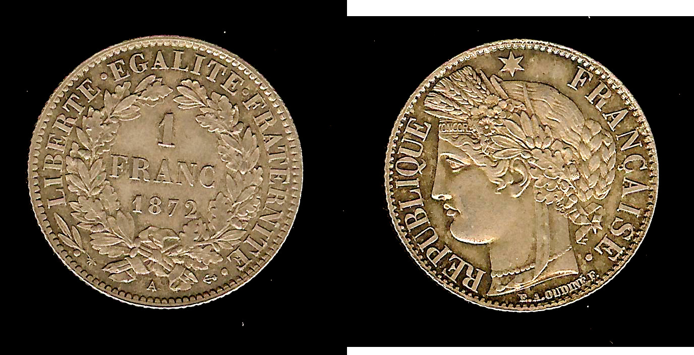 1 franc Ceres 1872A Unc.